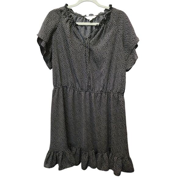 Lauren Conrad Black White Polka Dot Ruffle Hem Dress Size XXL EUC - Picture 1 of 4